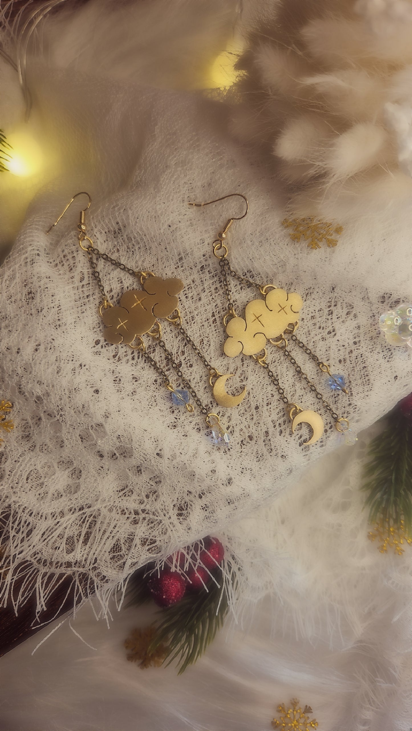 Boucles d’oreilles « Nuages & Lunes »